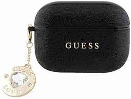 Bezvadu austiņu apvalks Apple Airpods Pro 2 Guess Charms Heart Collection - Melna