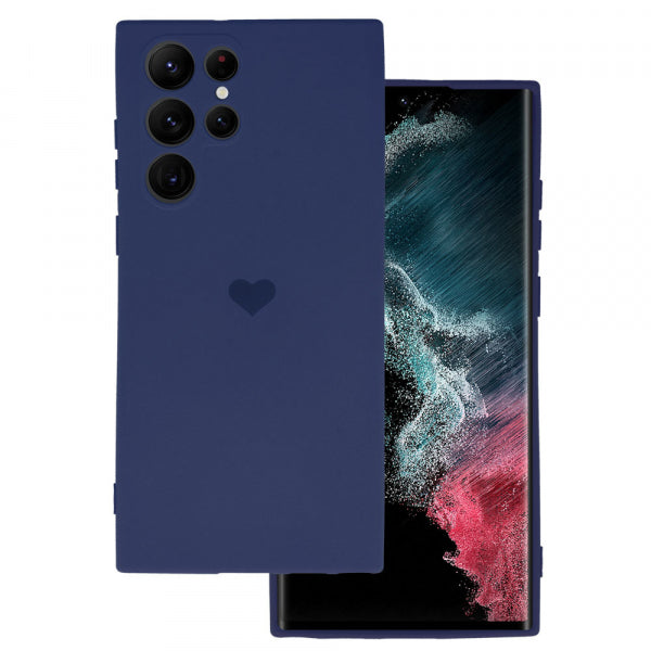 Viedtālruņa aizmugurējais vāciņš Samsung Galaxy S22 Ultra Silicone Heart - Jūras zila