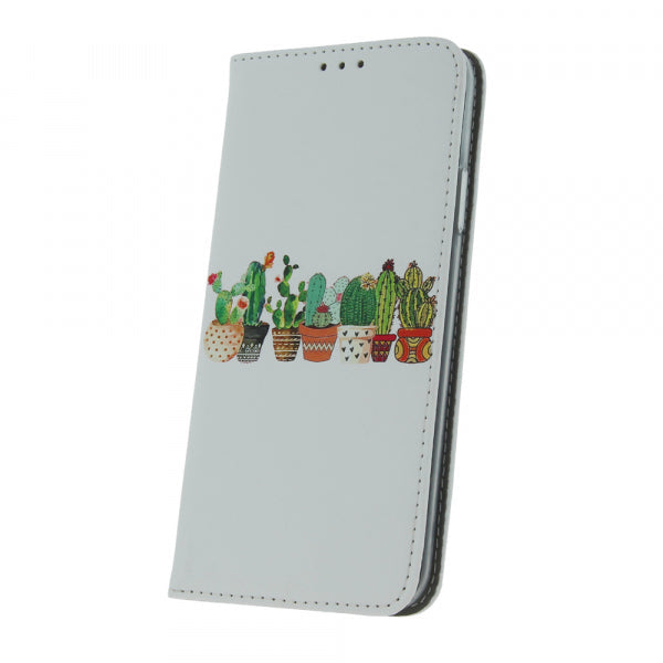 Viedtālruņa atveramais maciņš Xiaomi Redmi 12c Smart Trendy Cactus 1 - Gaiši pelēka ar dizainu