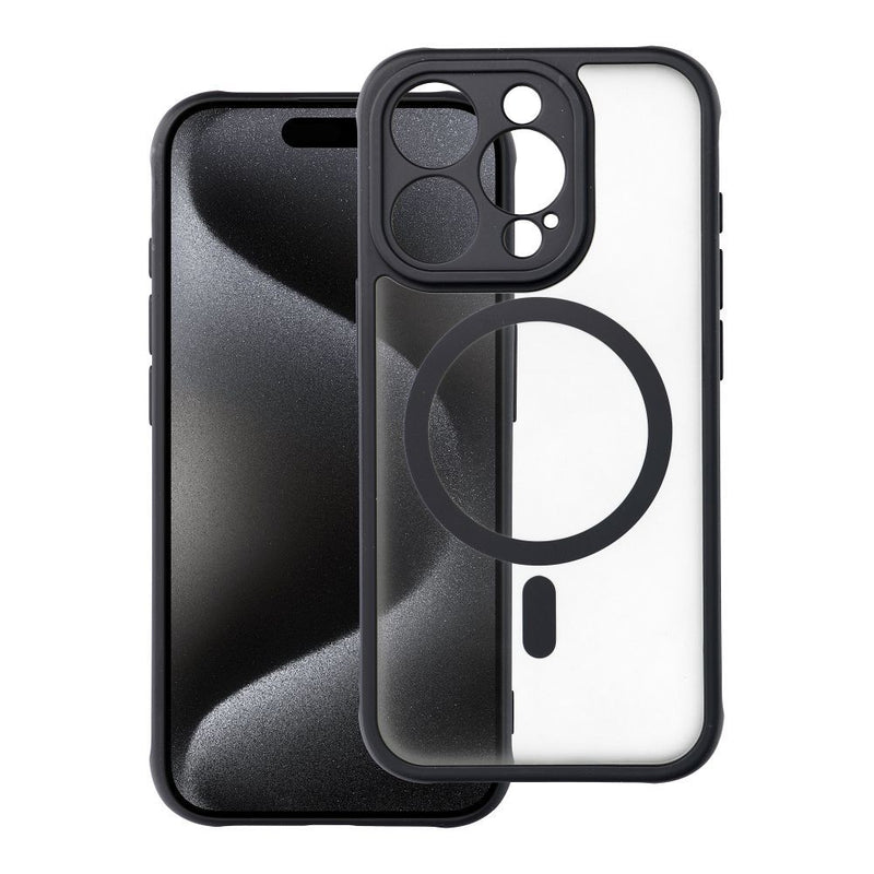 Viedtālruņa aizmugurējais vāciņš Apple iPhone 15 Pro Full Matte Mag - Melna,Caurspīdīga