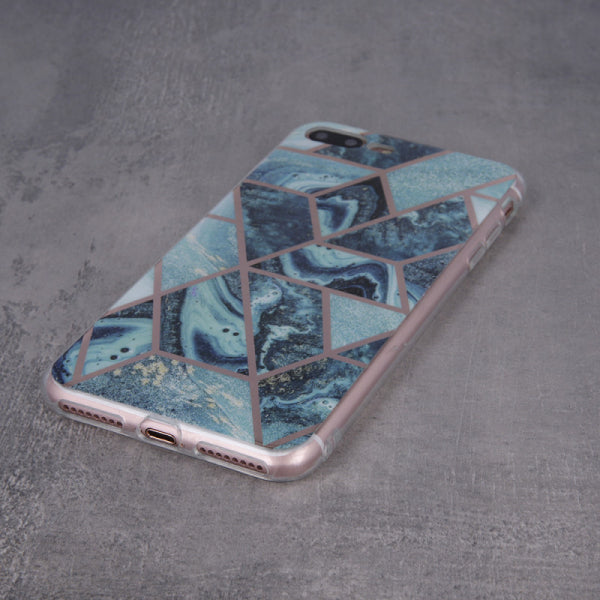 Viedtālruņa aizmugurējais vāciņš Samsung Galaxy A50 Geometric Marmur - Tumši zila ar dizainu