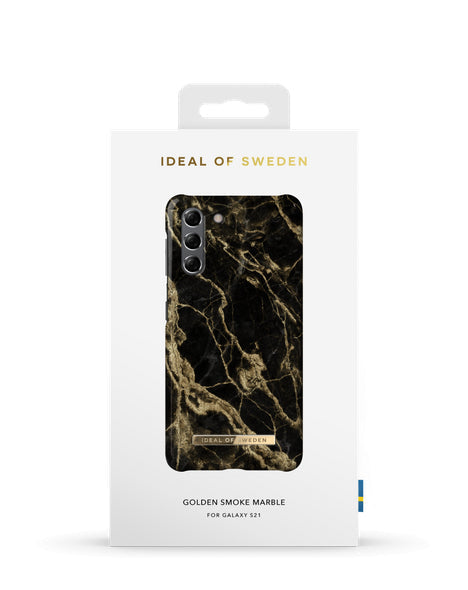 Viedtālruņa aizmugurējais vāciņš Samsung Galaxy S21 Golden Smoke Marble - Melna zelta ar dizainu