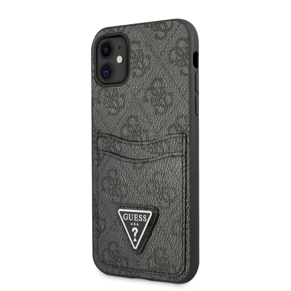 Viedtālruņa aizmugurējais vāciņš Apple iPhone 11 Saffiano Double Card - Melna