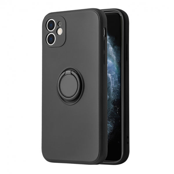 Viedtālruņa aizmugurējais vāciņš Apple iPhone XR Silicone Ring - Melna