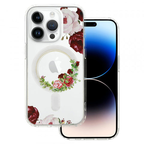 Apple iPhone 15 Plus Flower Mag Dsgn 2 - Caurspīdīga ar dizainu