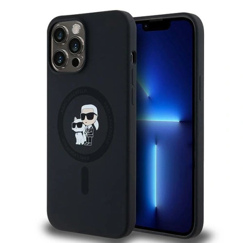 Viedtālruņa aizmugurējais vāciņš Apple iPhone 13 Ikonik Karl Choupette Mag - Melna