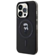 Viedtālruņa aizmugurējais vāciņš Apple iPhone 15 Pro Karl Lagerfeld Iconic - Melna,Caurspīdīga