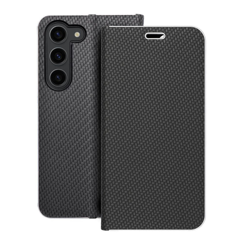 Viedtālruņa atveramais maciņš Samsung Galaxy S23 Luna Book Carbon - Melna