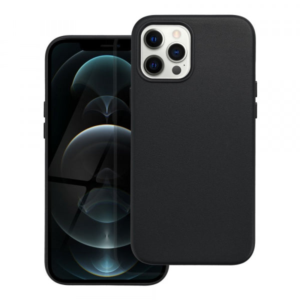 Viedtālruņa aizmugurējais vāciņš Apple iPhone 13 Pro Max Leather Mag - Melna