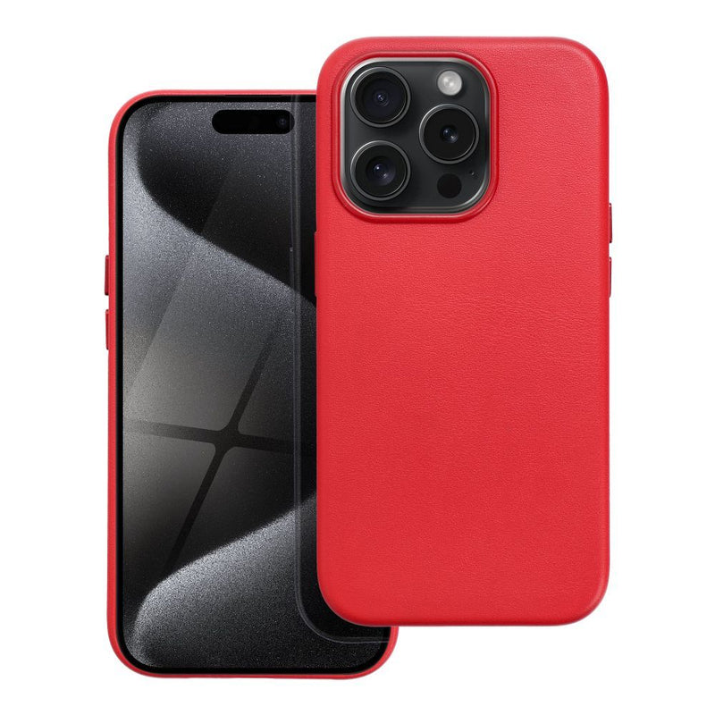 Viedtālruņa aizmugurējais vāciņš Apple iPhone 15 Pro Leather Case - Sarkana