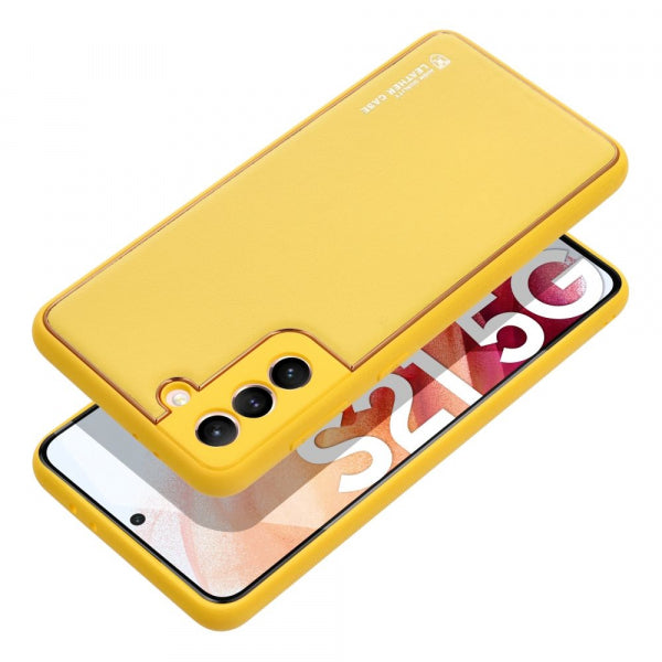 Viedtālruņa aizmugurējais vāciņš Samsung Galaxy A54 Leather - Dzeltena