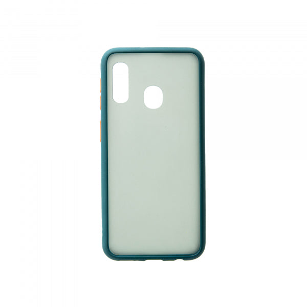 Viedtālruņa aizmugurējais vāciņš Samsung Galaxy A20e Color Button Bumper - Zaļa caurspīdīga