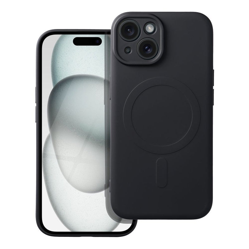 Viedtālruņa aizmugurējais vāciņš Apple iPhone 15 Silicone Mag - Melna