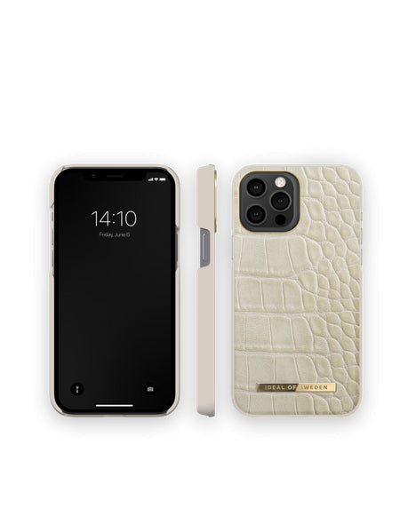 Viedtālruņa aizmugurējais vāciņš Apple iPhone 12 Pro Max Caramel Croco - Krēmkrāsas