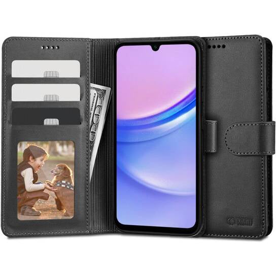 Viedtālruņa atveramais maciņš Samsung Galaxy A15 Wallet - Melna