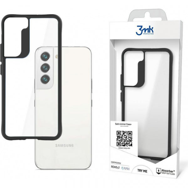 Viedtālruņa aizmugurējais vāciņš Samsung Galaxy S22 Satin Armor Case Pl - Melna caurspīdīga