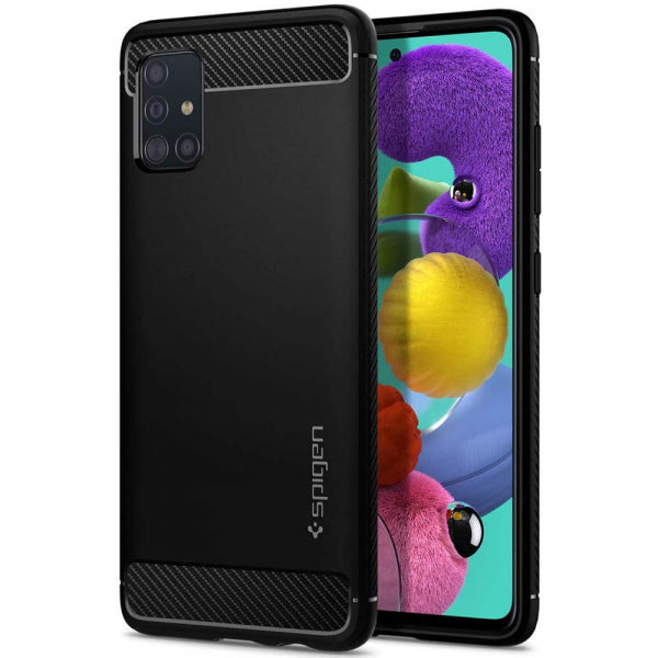 Viedtālruņa aizmugurējais vāciņš Samsung Galaxy A51 Rugged Armor - Melna