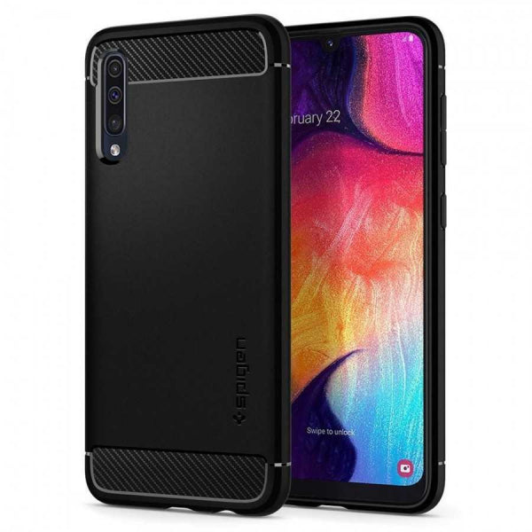 Viedtālruņa aizmugurējais vāciņš Samsung Galaxy A30s Rugged Armor - Melna