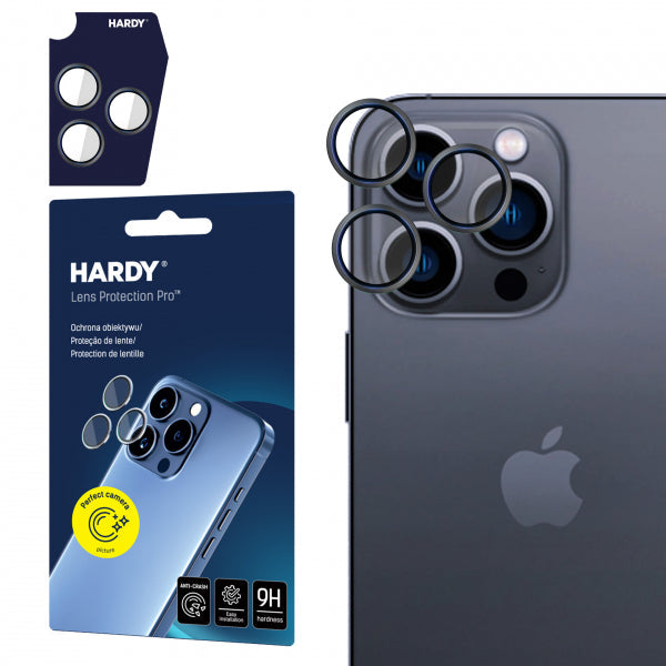 Viedtālruņa kameras aizsargstikls Apple iPhone 15 Pro Max Hardy Lens - Melna