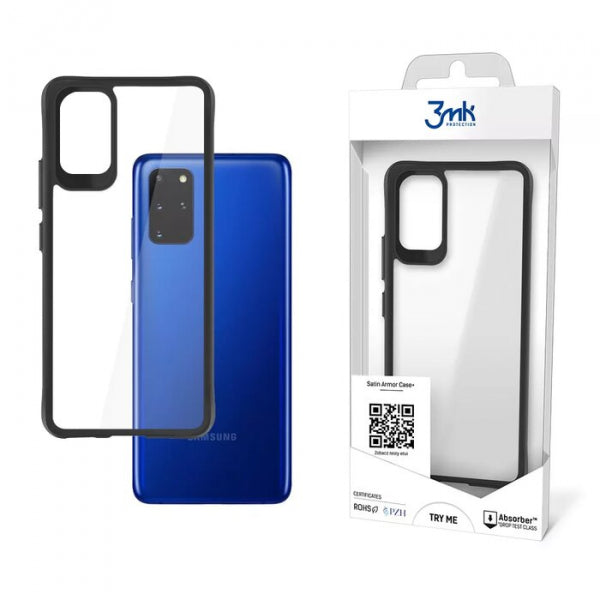 Viedtālruņa aizmugurējais vāciņš Samsung Galaxy S20 Plus Satin Armor Case Pl - Melna caurspīdīga