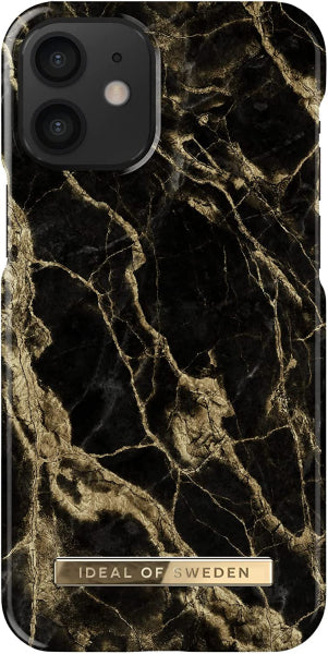 Viedtālruņa aizmugurējais vāciņš Apple iPhone 12 Golden Smoke Marble - Melna zelta ar dizainu