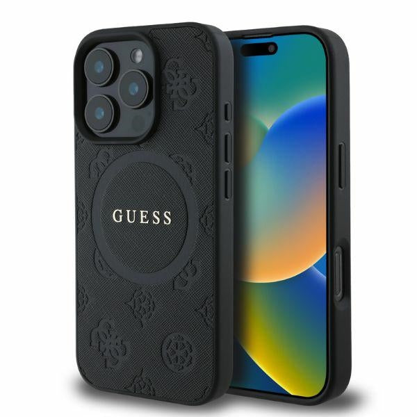 Viedtālruņa aizmugurējais vāciņš Apple iPhone 16 Pro Saffiano Collection - Melna,Ar Dizainu