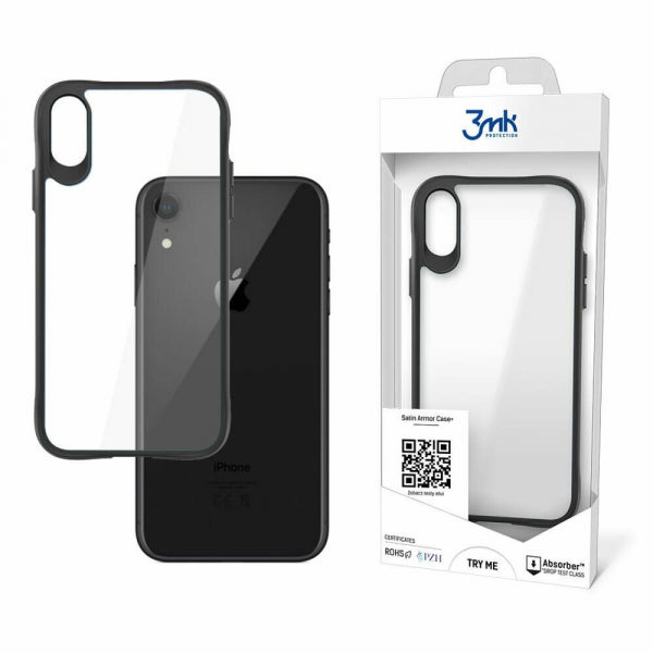 Viedtālruņa aizmugurējais vāciņš Apple iPhone XR Satin Armor Case Pl - Melna caurspīdīga