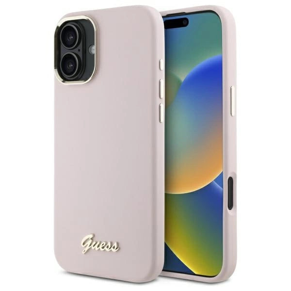 Viedtālruņa aizmugurējais vāciņš Apple iPhone 16 Scr Met Logo - Rozā