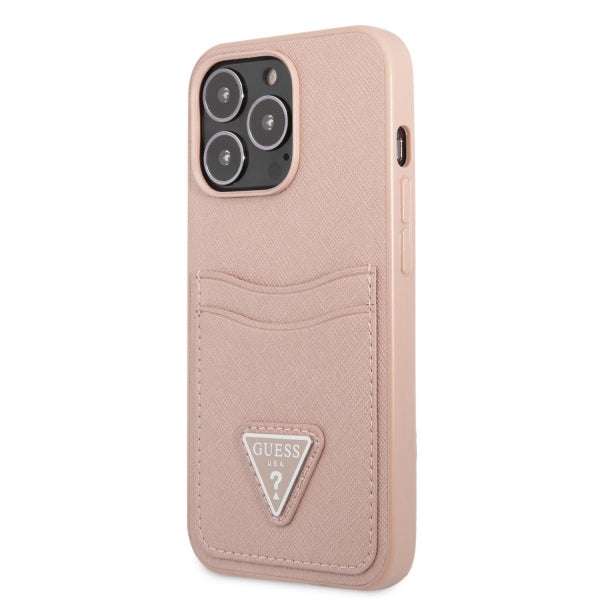 Viedtālruņa aizmugurējais vāciņš Apple iPhone 13 Pro Max Saffiano Double Card - Rozā