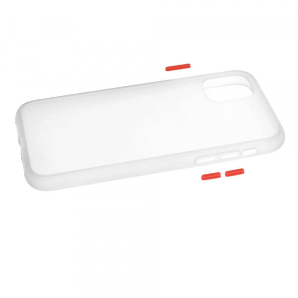 Viedtālruņa aizmugurējais vāciņš Samsung Galaxy A50 Color Button Bumper - Balta caurspīdīga