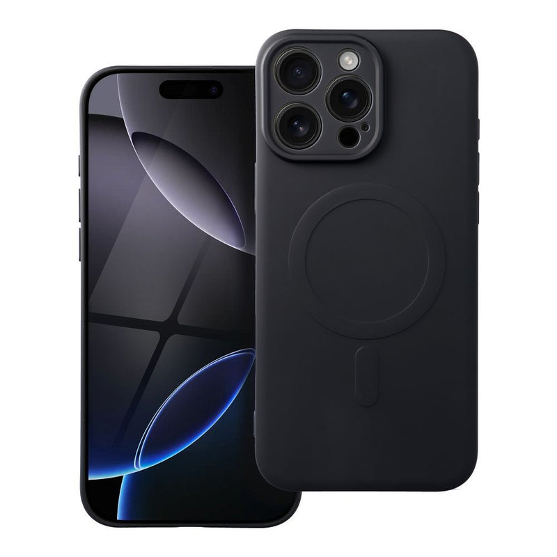 Viedtālruņa aizmugurējais vāciņš Apple iPhone 16 Pro Max Silicone Mag - Melna