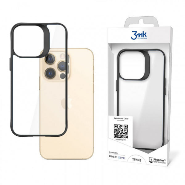 Viedtālruņa aizmugurējais vāciņš Apple iPhone 13 Pro Satin Armor Case Pl - Melna caurspīdīga