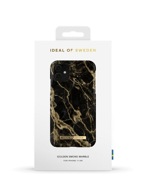 Viedtālruņa aizmugurējais vāciņš Apple iPhone XR Golden Smoke Marble - Melna zelta ar dizainu