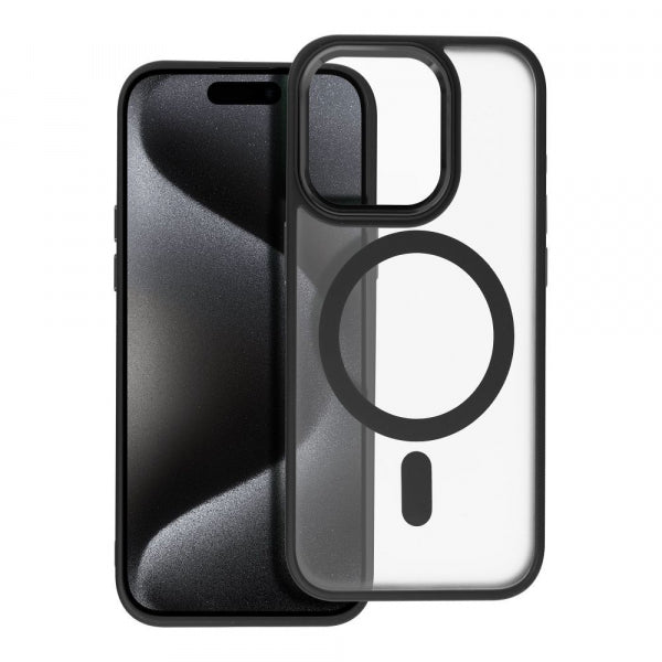 Viedtālruņa aizmugurējais vāciņš Apple iPhone 15 Pro Matte Mag Cover - Melna,Caurspīdīga