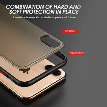 Apple iPhone X/XS Color Button Bumper - Sarkana caurspīdīga