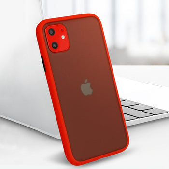 Apple iPhone X/XS Color Button Bumper - Sarkana caurspīdīga