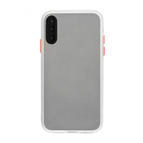 Samsung Galaxy A30s Color Button Bumper - Balta caurspīdīga