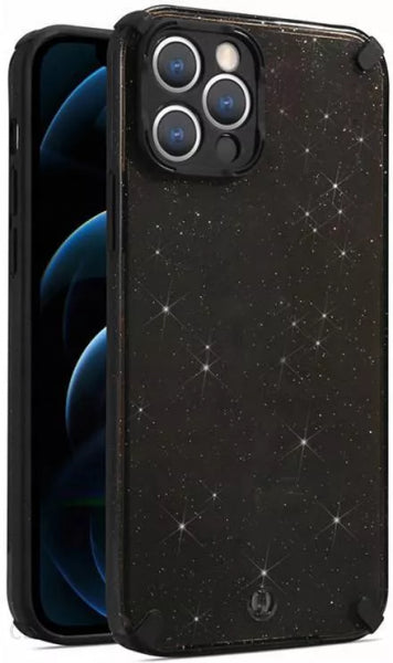 Redmi Note 9 Pro Armor Glitter - Melna caurspīdīga