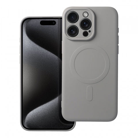 Viedtālruņa aizmugurējais vāciņš Apple iPhone 15 Pro Max Silicone Mag - Pelēka