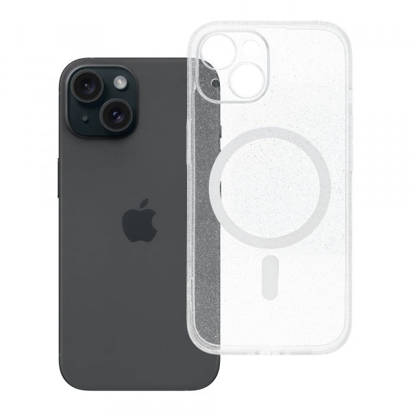 Apple iPhone 15 Glitter Mag - Caurspīdīga