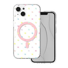 Viedtālruņa aizmugurējais vāciņš Apple iPhone 13 un citiem modeļiem Bubble Dots Mag - Balta