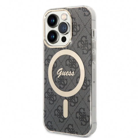 Viedtālruņa aizmugurējais vāciņš Apple iPhone 13 Pro Guess GUHMP13LH4STK - Melna ar dizainu