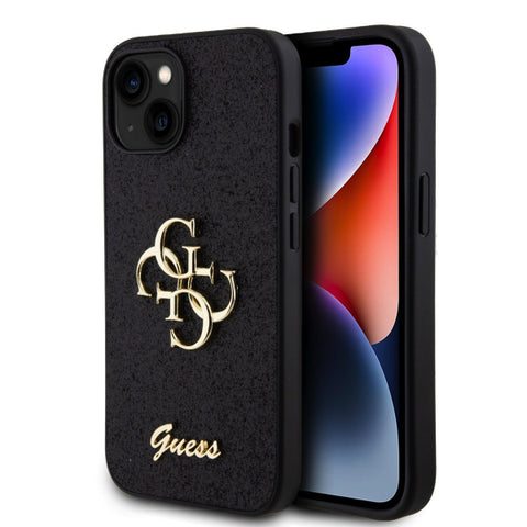 Viedtālruņa aizmugurējais vāciņš Apple iPhone 15 Guess GUHCP15SHG4SGK - Melna ar dizainu