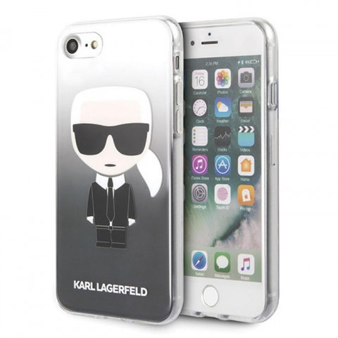 Viedtālruņa aizmugurējais vāciņš Apple iPhone 7 / 8 / SE 20 / SE 22 Karl Lagerfeld KLHCI8TRDFKBK - Melna ar dizainu