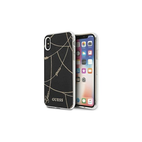 Viedtālruņa aizmugurējais vāciņš Apple iPhone XS Max Guess GUHCI65PCUCHBK - Melna ar dizainu