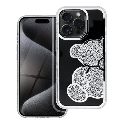 Viedtālruņa aizmugurējais vāciņš Apple iPhone 14 Teddy Bear - Sudraba