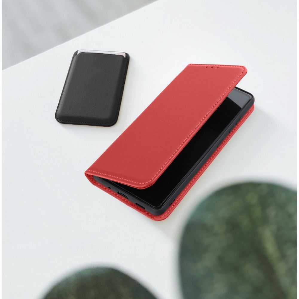 Viedtālruņa atveramais maciņš Samsung Galaxy S22 Ultra Leather case - Sarkana