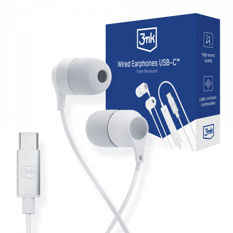 Austiņas ar vadu USB-C Balta 3MK