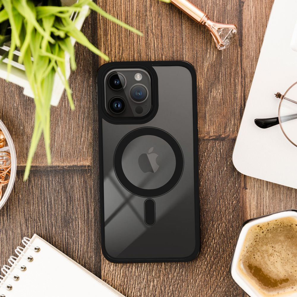 Viedtālruņa aizmugurējais vāciņš Apple iPhone 14 Color Edge Mag Cover - Melna