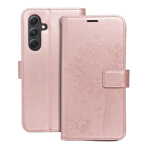 Viedtālruņa atveramais maciņš Apple Galaxy A54 Mezzo Book Tree - Rozā,Zelta
